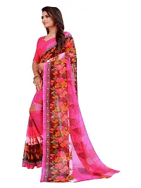 Stylish Georgette Multicoloured Printed Saree With Blouse Piece For Women-thumb1