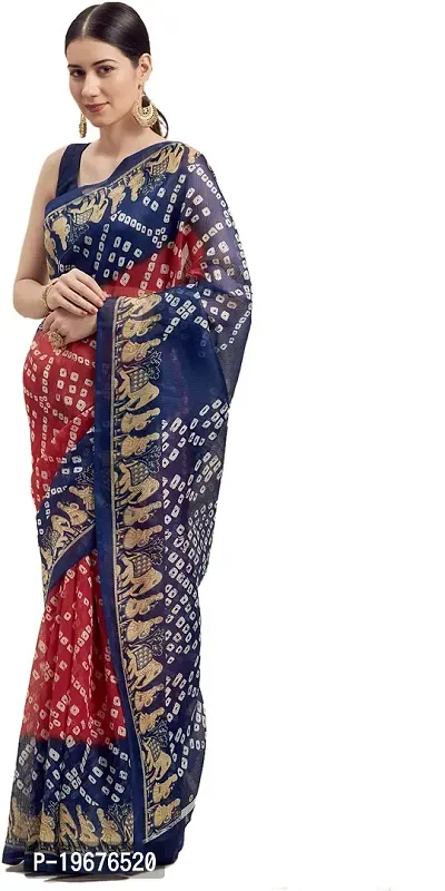 Women Stylish Art Silk Printed Saree with Blouse piece-thumb4