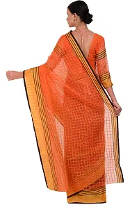 Women Stylish Cotton Silk Checked Saree with Blouse piece-thumb1