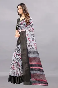 Stylish Black Cotton Silk Saree With Blouse Piece For Women-thumb2