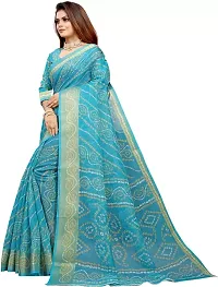 Stylish Blue Cotton Silk Saree With Blouse Piece For Women-thumb1