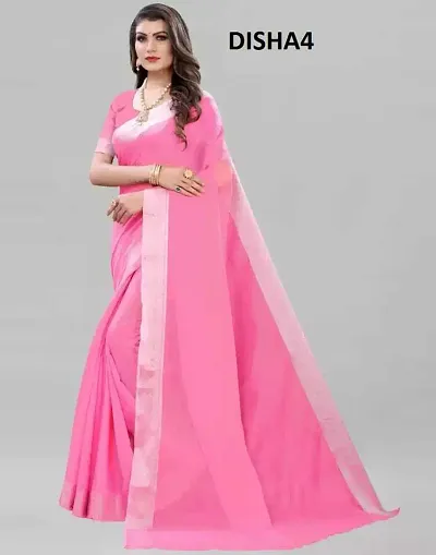 Women Stylish Blend Solid Saree with Blouse piece