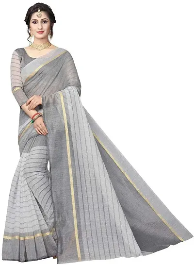 Women Stylish Silk Striped Saree with Blouse piece