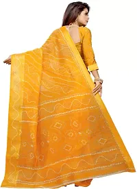 Stylish Yellow Cotton Silk Saree With Blouse Piece For Women-thumb3