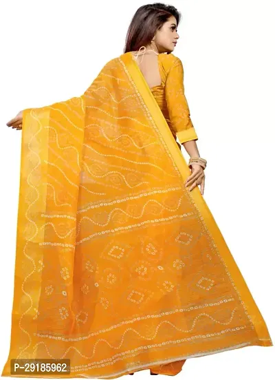 Stylish Yellow Cotton Silk Saree With Blouse Piece For Women-thumb4