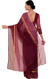 Women Stylish Cotton Silk Striped Saree with Blouse piece-thumb1