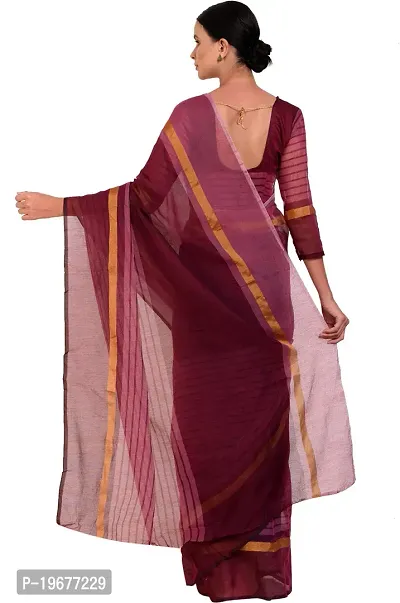 Women Stylish Cotton Silk Striped Saree with Blouse piece-thumb2