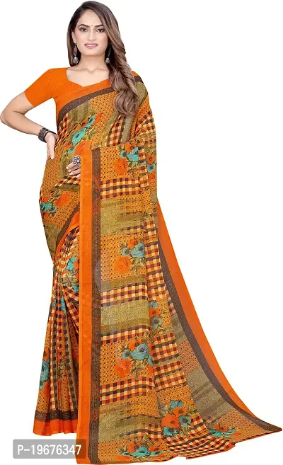 Women Stylish Georgette Printed Saree with Blouse piece