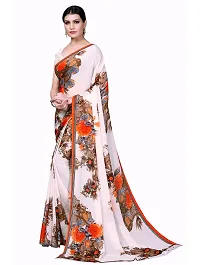 Stylish Georgette Orange Printed Saree With Blouse Piece For Women-thumb1