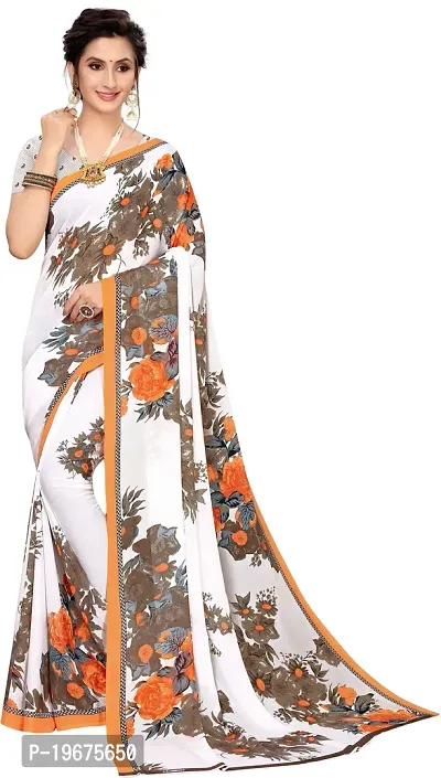 Women Stylish Art Silk Printed Saree with Blouse piece-thumb0