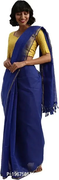 Women Stylish Cotton Silk Solid Saree with Blouse piece-thumb3