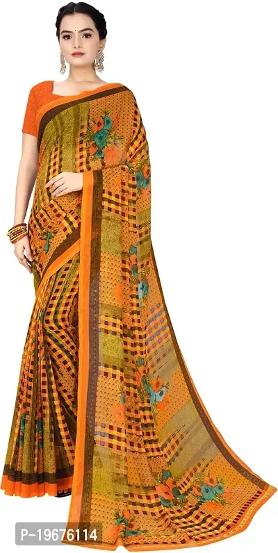 Women Stylish Georgette Printed Saree with Blouse piece-thumb0