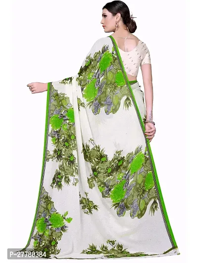 Stylish Georgette Green Printed Saree With Blouse Piece For Women-thumb3