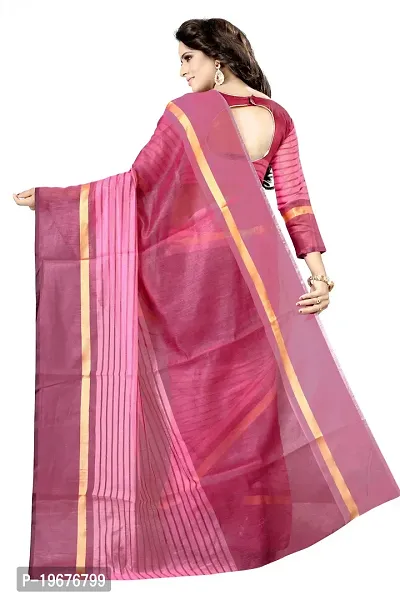 Women Stylish Cotton Silk Striped Saree with Blouse piece-thumb4