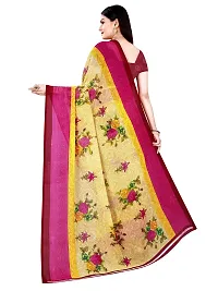 SAADHVI Women's Beige and Pink Georgette Floral Printed Saree With Unstitched Blouse(FL-Georgette89) | Free Size-thumb2