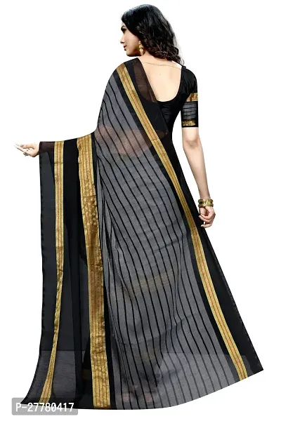 Stylish Black Cotton Silk  Printed Saree With Blouse Piece For Women-thumb2