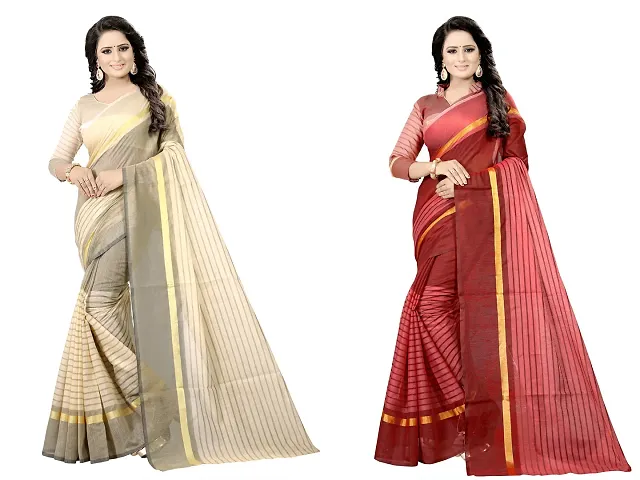 Attractive Cotton Silk Saree with Blouse piece 