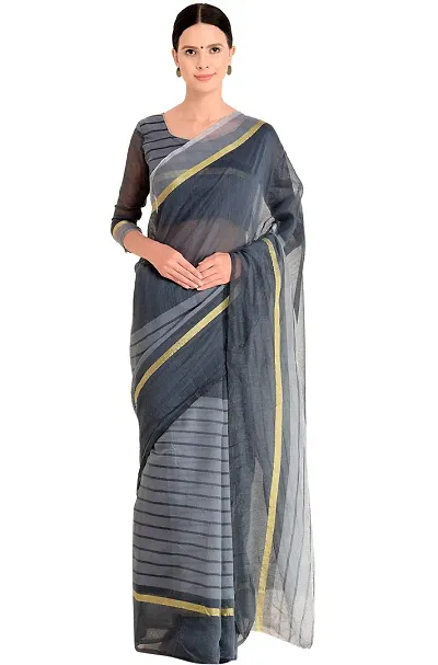 Women Stylish Silk Blend Solid Saree with Blouse piece