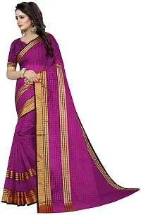 Women Stylish Cotton Silk Checked Saree with Blouse piece-thumb3