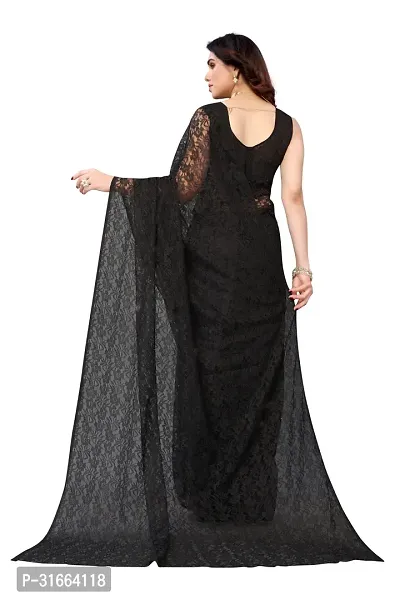 Elegant Black Cotton Silk Saree with Blouse piece For Women-thumb4