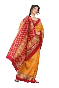 Stylish Mustard Cotton Silk Woven Design Saree with Blouse piece For Women-thumb1