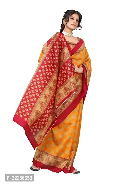 Stylish Mustard Cotton Silk Woven Design Saree with Blouse piece For Women-thumb2