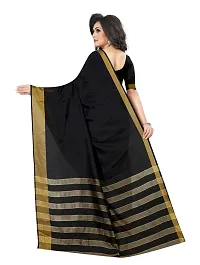 SAADHVI Women's Black Cotton Silk Striped Print Saree(FL-IF-MonicapalluBlack,Free Size) | Free Size-thumb3