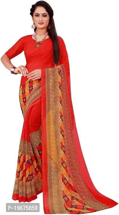 Women Stylish Georgette Printed Saree with Blouse piece-thumb0