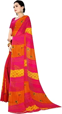 Women Stylish Georgette Striped Saree with Blouse piece-thumb4