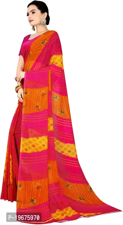 Women Stylish Georgette Striped Saree with Blouse piece-thumb5