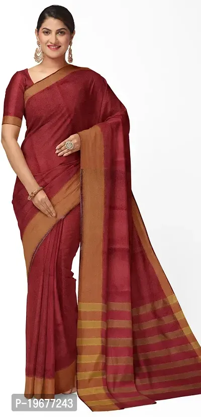 Women Stylish Cotton Silk Solid Saree with Blouse piece-thumb0