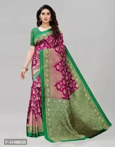 Beautiful Cotton Silk Purple Woven Design  Saree with Blouse piece For Women