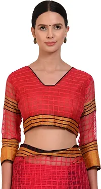 Women Stylish Cotton Silk Checked Saree with Blouse piece-thumb3