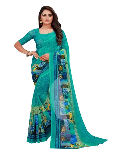 Dailywear Georgette Printed Sarees With Blouse Piece