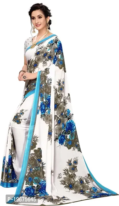 Women Stylish Art Silk Printed Saree with Blouse piece-thumb2