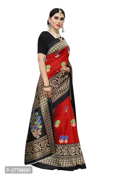 Stylish Art Silk Red Printed Saree With Blouse Piece For Women-thumb3