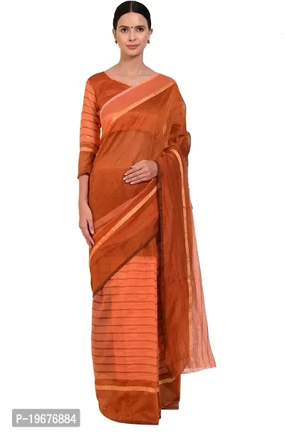 Women Stylish Cotton Silk Striped Saree with Blouse piece-thumb0