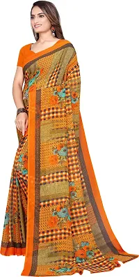 Women Stylish Georgette Printed Saree with Blouse piece-thumb1