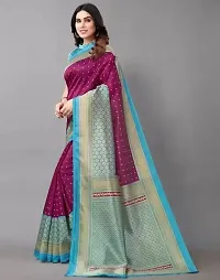 Elegant Purple Cotton Silk Saree without Blouse piece For Women-thumb1