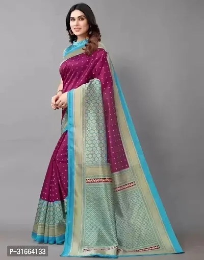 Elegant Purple Cotton Silk Saree without Blouse piece For Women-thumb2