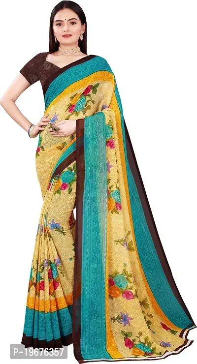 Women Stylish Georgette Printed Saree with Blouse piece-thumb0