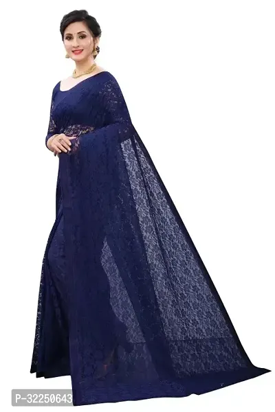 Stylish Blue Cotton Silk Solid Saree with Blouse piece For Women-thumb2