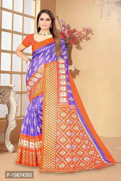 Women Stylish Art Silk Printed Saree with Blouse piece