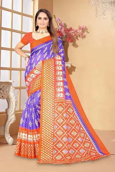 Must Have Art Silk Saree with Blouse piece 