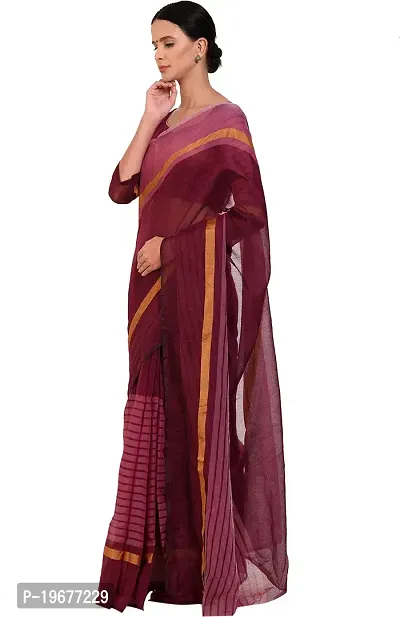 Women Stylish Cotton Silk Striped Saree with Blouse piece-thumb3