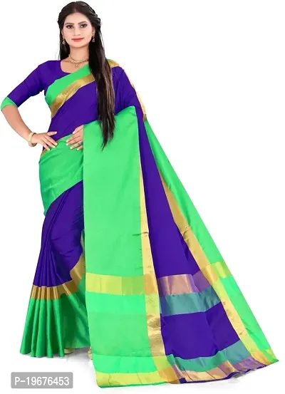 Women Stylish Cotton Silk Self Pattern Saree with Blouse piece-thumb0