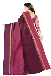 SAADHVI Women's Pink Cotton Silk Striped Saree With Blouse(FL-IF-Rustom Wine) | Free Size-thumb2