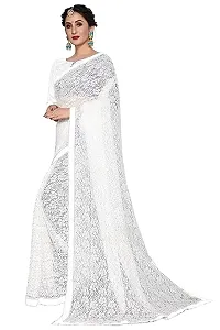 Stylish White Cotton Silk Solid Saree with Blouse piece For Women-thumb1