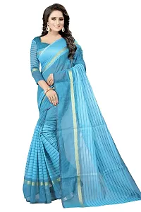 Women Stylish Cotton Silk Self Pattern Saree with Blouse piece-thumb3