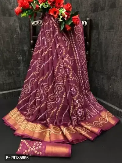 Stylish Wine Cotton Silk Saree With Blouse Piece For Women